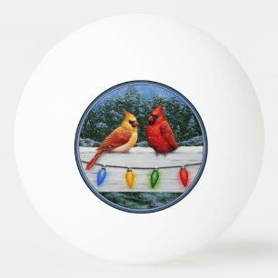 Pelota De Ping Pong Aves cardenales y luces Navidades