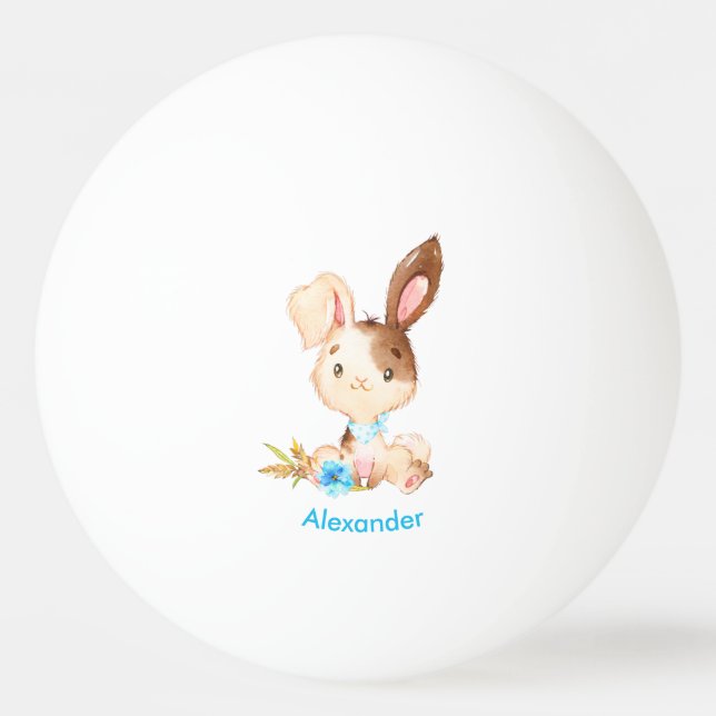 Pelota De Ping Pong Azul acuarela conejita (Anverso)