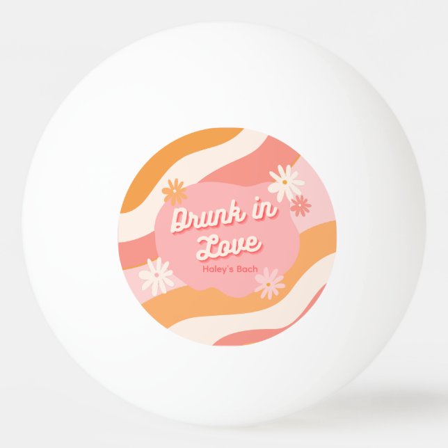Pelota De Ping Pong Bachelorette Party Retro Borracho a Amor (Anverso)