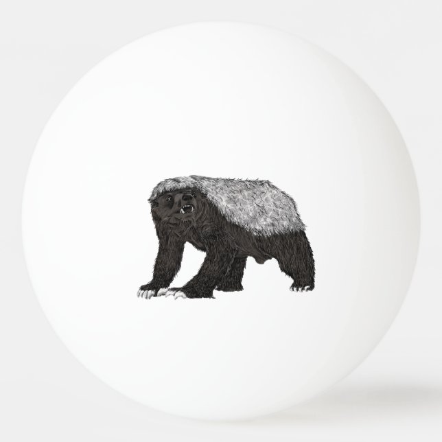 Pelota De Ping Pong Badass Honey Badger Actitud intrépida Arte Animal (Anverso)