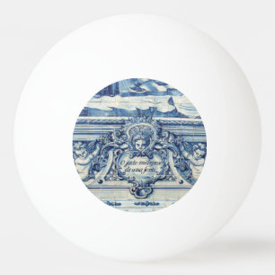 Pelota De Ping Pong Baldosas de pared azules y blancas de Portugal con