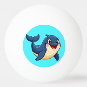Pelota De Ping Pong Ballena de dibujos animados alegres nadando