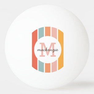 Pelota De Ping Pong Bandas retro-coloreadas monogramadas personalizada
