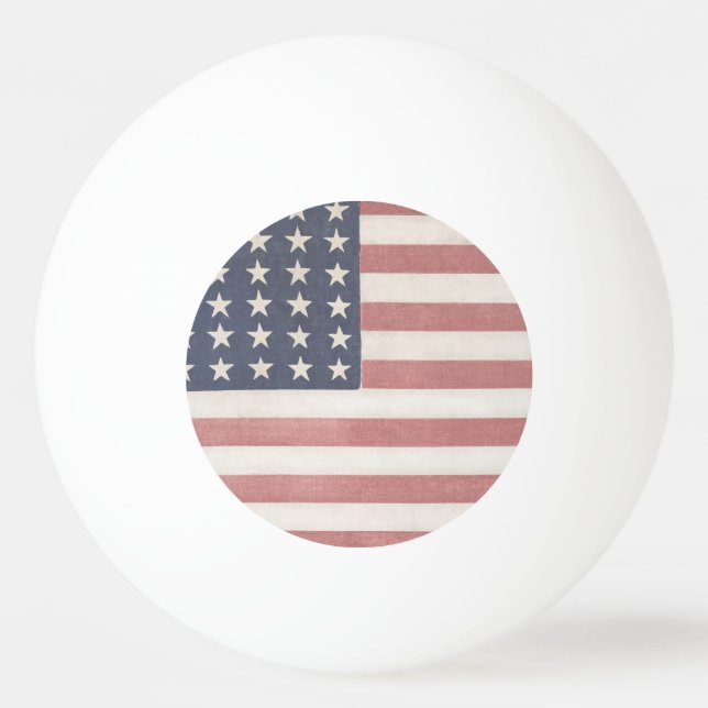 Pelota De Ping Pong Bandera blanca y azul roja de la Americana (Anverso)