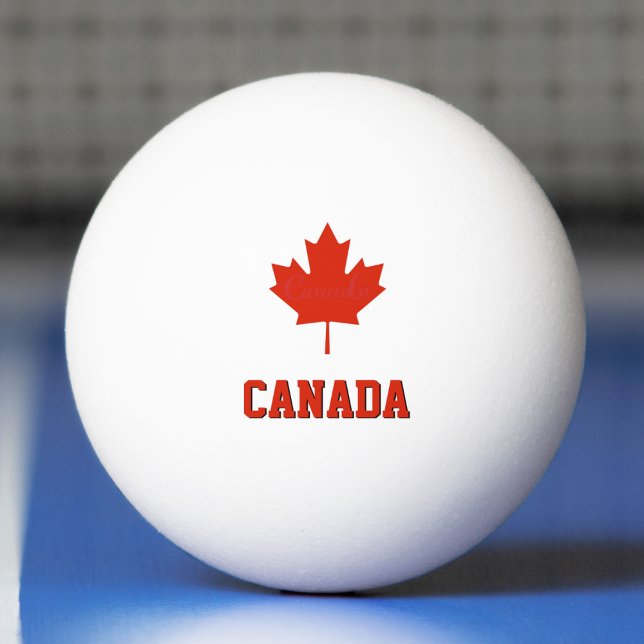 Pelota De Ping Pong Bandera canadiense roja y blanca (Canada Red & White Canadian Flag Maple Leaf Ping Pong Ball)