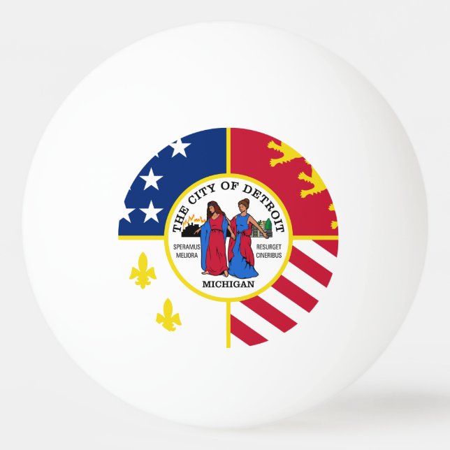 Pelota De Ping Pong Bandera de Detroit, Michigan Ping-Pong Ball (Anverso)