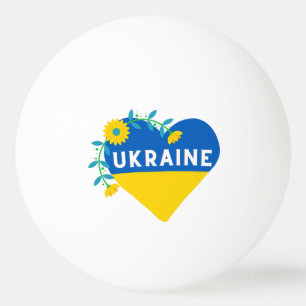 Pelota De Ping Pong Bandera de Ucrania Flor Corazón Colorido