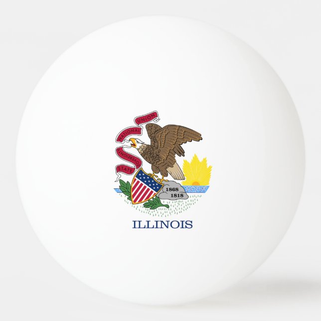 Pelota De Ping Pong Bandera Estatal de Illinois (Anverso)