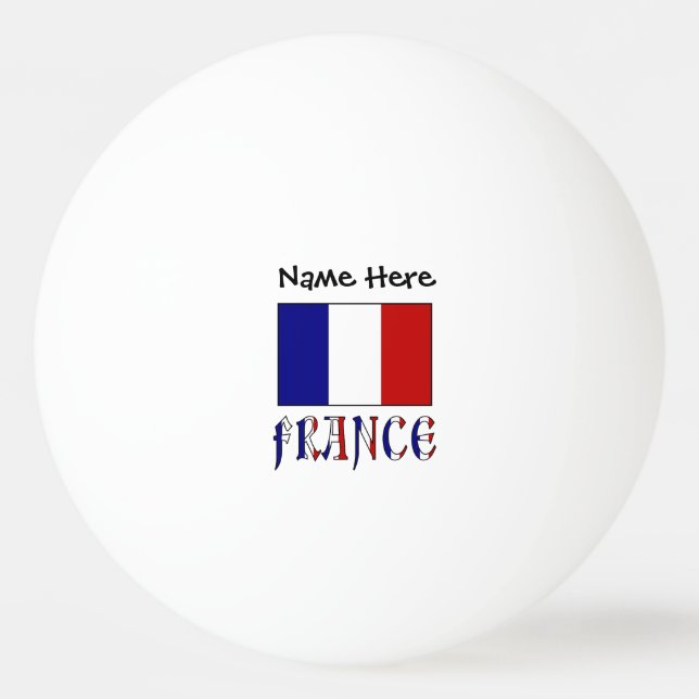 Pelota De Ping Pong Bandera francesa con tu nombre (Anverso)