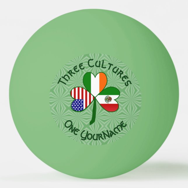 Pelota De Ping Pong Bandera irlandesa mexicana Shamrock personalizado (Anverso)