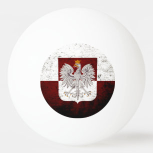Pelota De Ping Pong Bandera negra de Polonia del Grunge
