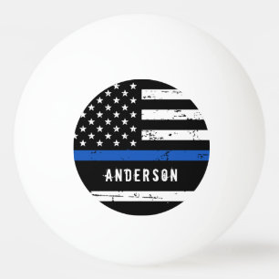 Pelota De Ping Pong Bandera policial personalizada Línea Azul delgada