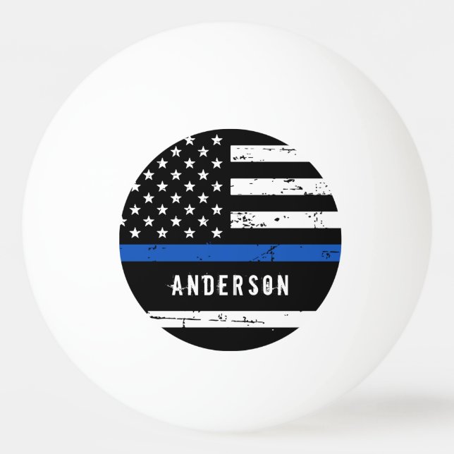 Pelota De Ping Pong Bandera policial personalizada Línea Azul delgada (Anverso)