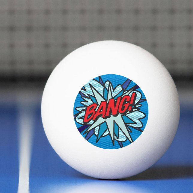 Pelota De Ping Pong BANG Diversión Retro Arte Pop Cómic (BANG Fun Retro Comic Book Pop Art Ping Pong Ball)