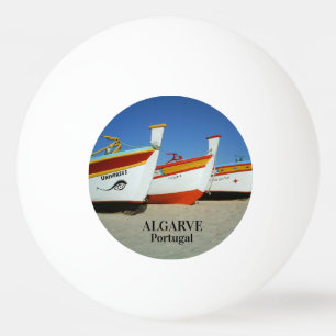 Pelota De Ping Pong Barcos de pesca en la foto de playa del Algarve