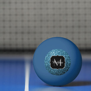 Pelota De Ping Pong Bebé azul claro monograma de purpurina falsa brill