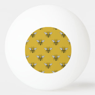 Pelota De Ping Pong Bee Haven: Patrón amarillo vintage