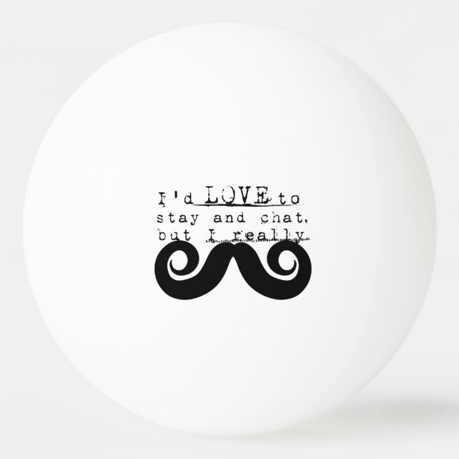 Pelota De Ping Pong Bigote de humor divertido negro (Anverso)