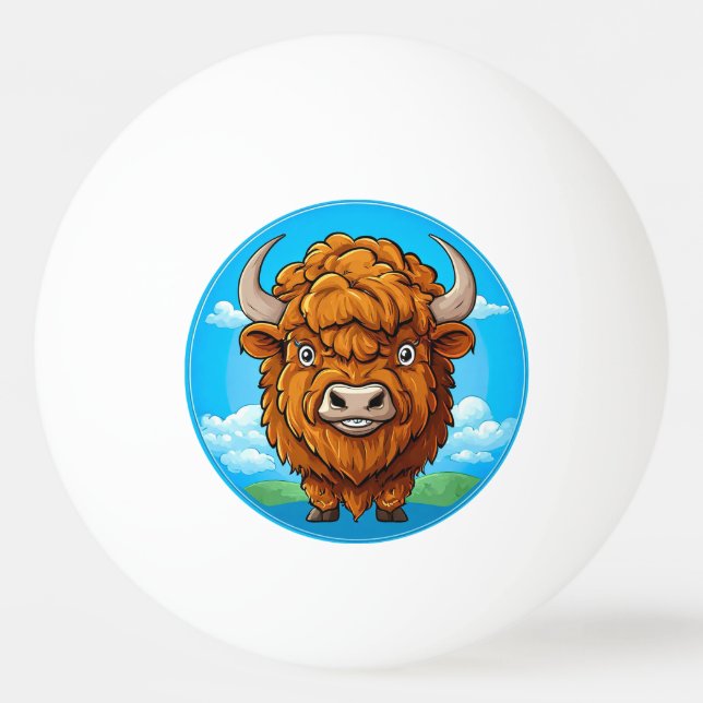 Pelota De Ping Pong Bison de dibujos animados lindo (Anverso)
