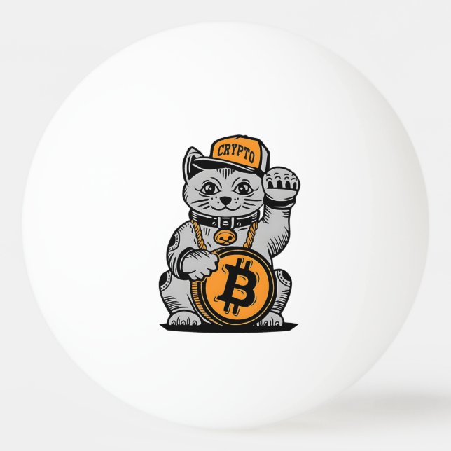 Pelota De Ping Pong Bitcoin Lucky Cat - Crypto btc (Anverso)