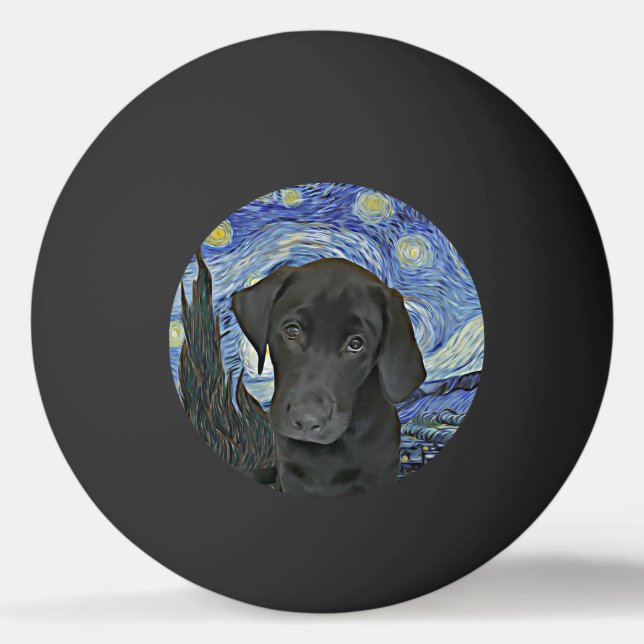 Pelota De Ping Pong Black Lab Puppy Starry Night (Anverso)