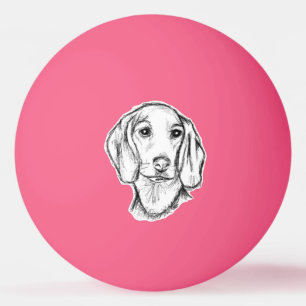 Pelota De Ping Pong boceto de perro salchicha dibujado a mano en negro