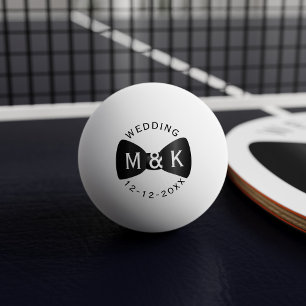 Pelota De Ping Pong Boda Bow Tie Monogrammed Ping Pong Ball