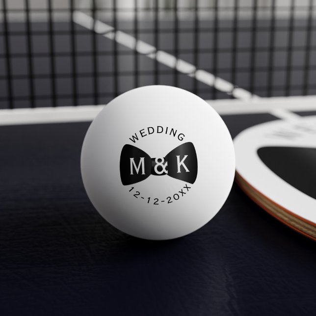 Pelota De Ping Pong Boda Bow Tie Monogrammed Ping Pong Ball (Perfect ping pong ball for your wedding favors. Just add your initials and wedding date)