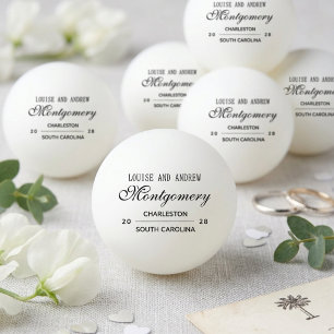 Pelota De Ping Pong Boda con Monograma Personalizado
