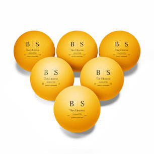 Pelota De Ping Pong Boda con Monograma Personalizado
