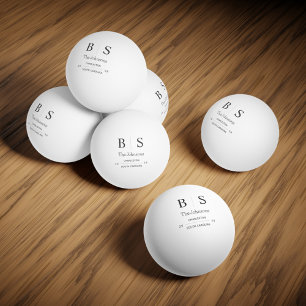Pelota De Ping Pong Boda con Monograma Personalizado