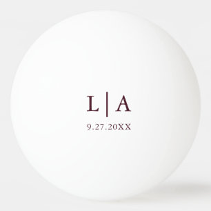 Pelota De Ping Pong Boda de Iniciales de Borgoña Personalizado