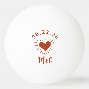Pelota De Ping Pong Boda de monograma cardíaco personalizado
