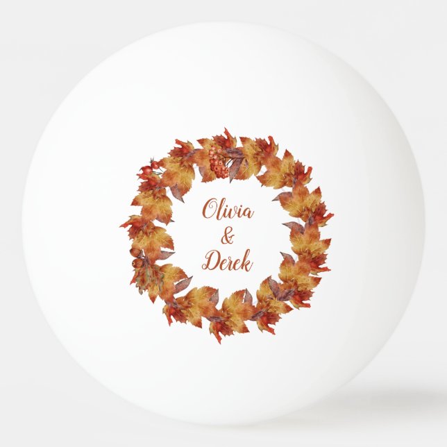 Pelota De Ping Pong Boda del follaje de caída del guión (Anverso)