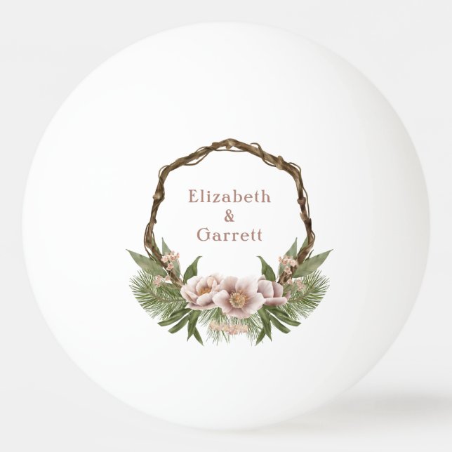 Pelota De Ping Pong Boho Floral Twig Wreath Boda (Anverso)