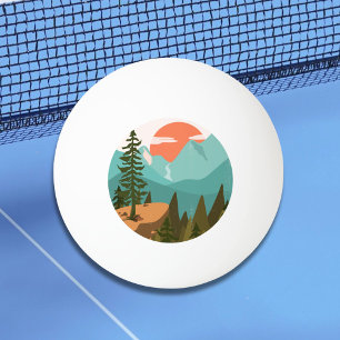 Pelota De Ping Pong Bosque abstracto moderno, montañas y amanecer