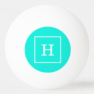 Pelota De Ping Pong Brt Aqua Turquoise White Fraude Monograma Inicial