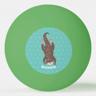 Pelota De Ping Pong Buceo con nutria en el ilustracion verde azulado p