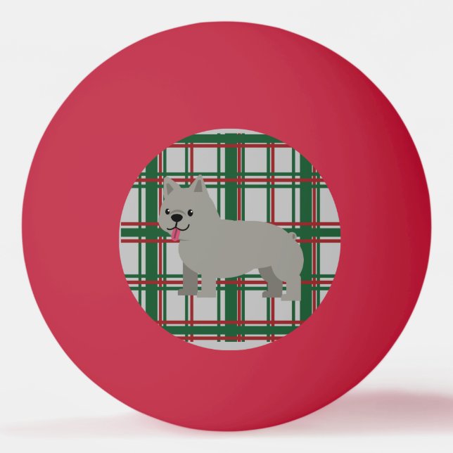 Pelota De Ping Pong Bulldog francés gris, Navidades jugados (Anverso)