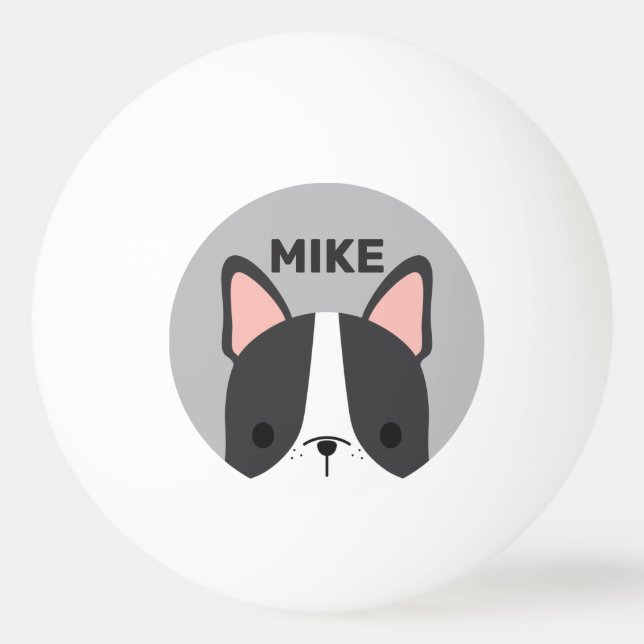Pelota De Ping Pong Bulldog francés lindo con nombre personalizado (Anverso)