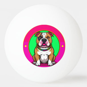 Pelota De Ping Pong Bulldog Inglés en un fondo vibrante