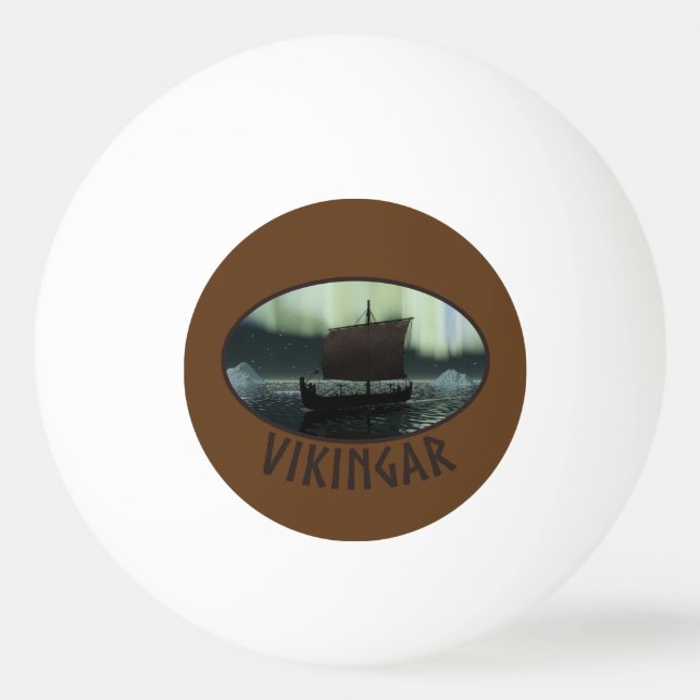 Pelota De Ping Pong Buque Viking Y Luces Del Norte (Anverso)