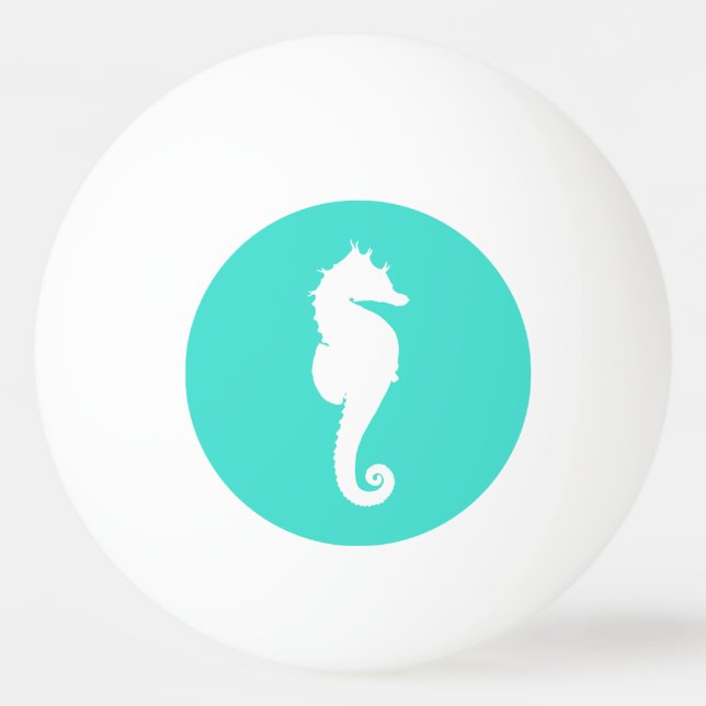 Pelota De Ping Pong Caballito de mar turquesa y blanco (Anverso)