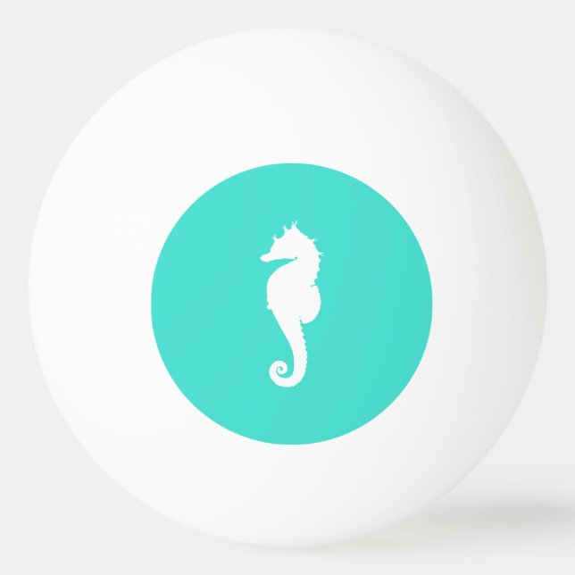Pelota De Ping Pong Caballito de mar turquesa y blanco (Reverso)