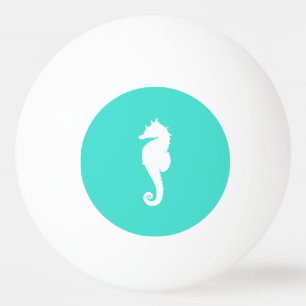 Pelota De Ping Pong Caballito de mar turquesa y blanco