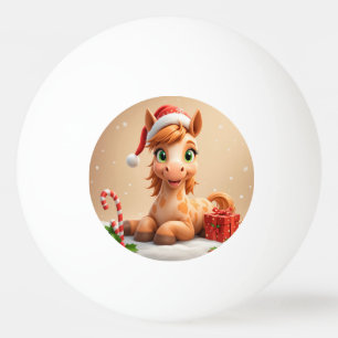 Pelota De Ping Pong Caballo de dibujos animados de Navidad con sombrer