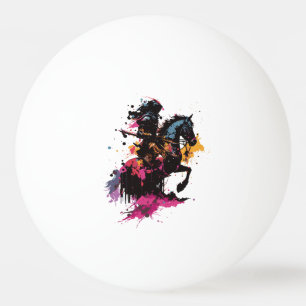 Pelota De Ping Pong Caballo de guerrero en acuarela