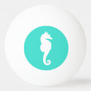 Pelota De Ping Pong Caballo de mar blanco y turquesa