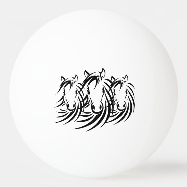 Pelota De Ping Pong Caballos negros (Anverso)