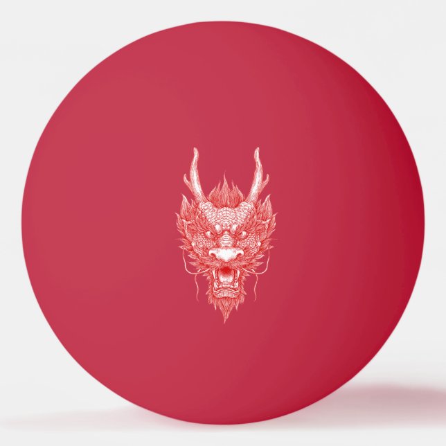 Pelota De Ping Pong Cabeza de Dragón Oriental (Anverso)